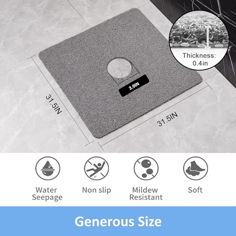 LYGLIGH Square Shower Mat, 31'X31'' Super Non Slip Shower Mats for Inside Shower, Soft PVC Loofah Bath Mat Without Suction Cups for Tub, Quick-Dry, Easy Clean Bathroom Floor Accessories, Grey - Image 2